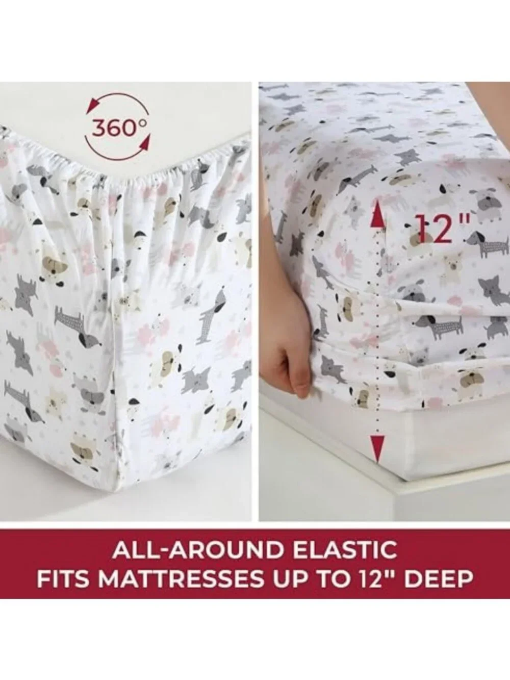 Soft Microfiber Queen 4-Piece Sheet Set - Adorable Puppy Print, Cozy Bedding